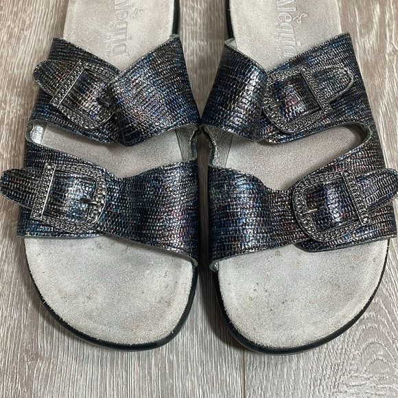 Alegria Jade Glimmer Glam Slide Sandals Buckle Leather Straps EU 39 (US 9) - Picture 5 of 16